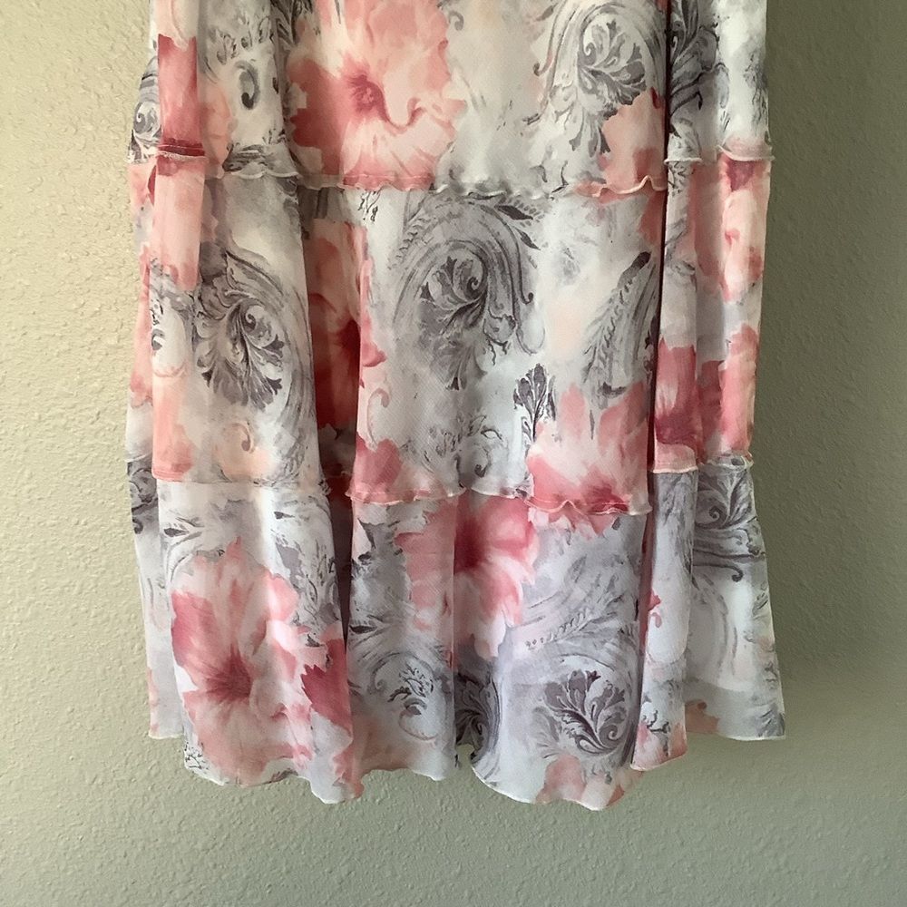 Vintage Y2K Floral Feminine Romantic Ruffle Boho Cottagecore Tier Midi Skirt XL - Picture 3 of 7